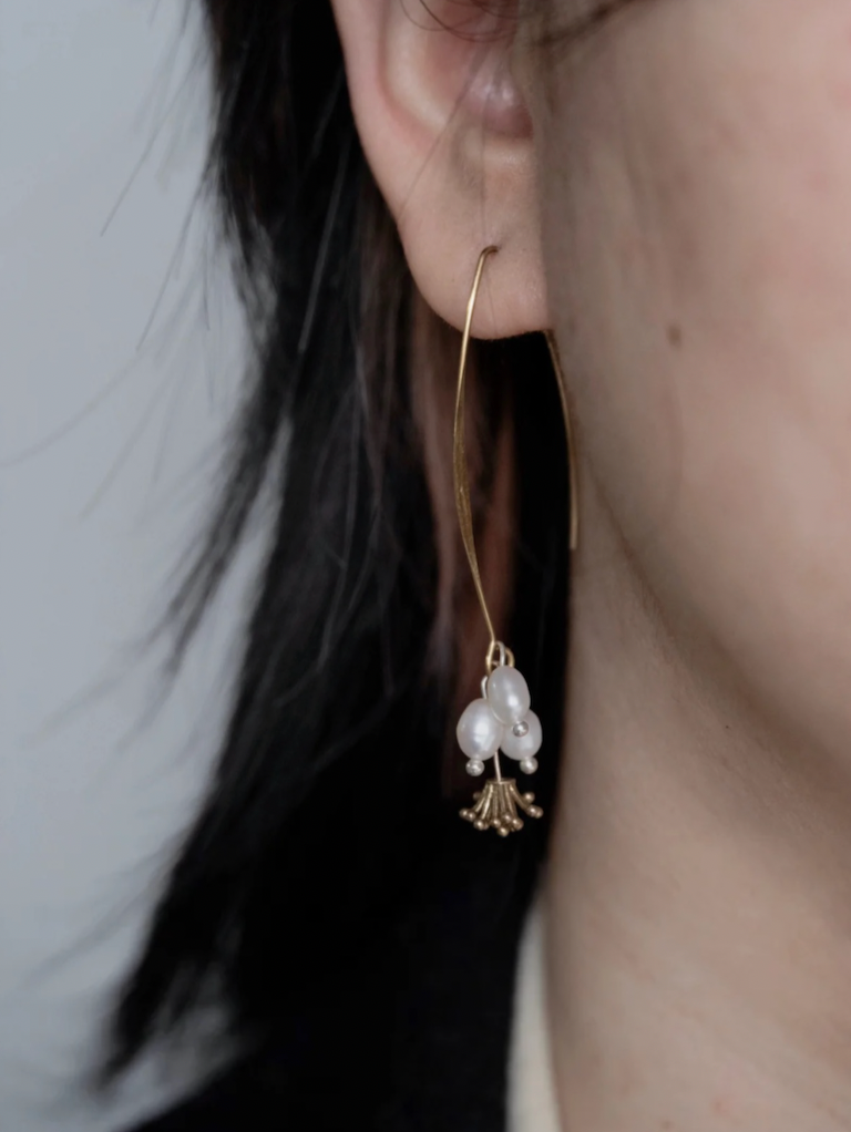 The "Witness" | Raw Brass & Pearl Earrings