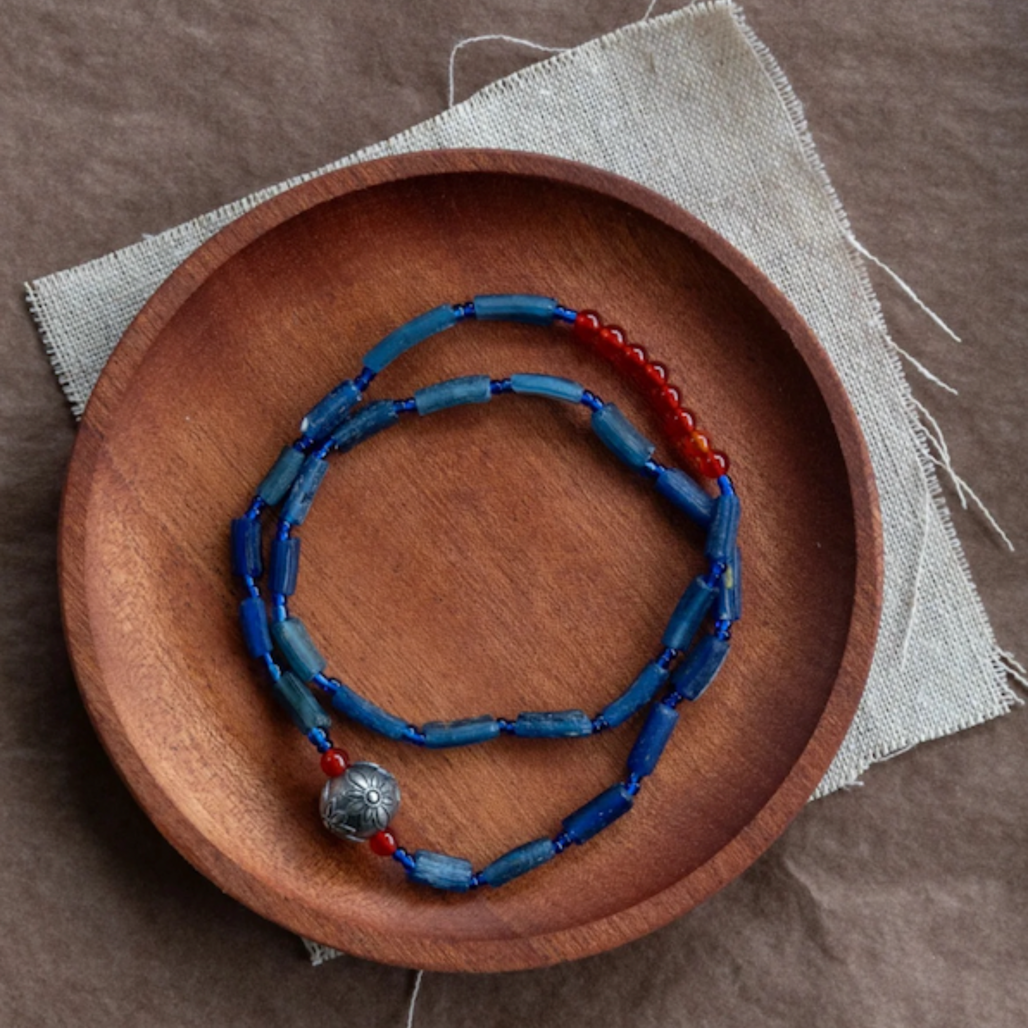 Ancient Roman Glass Double-Wrap Bracelet with Agate & S925 Silver – The Chronos