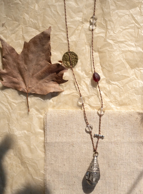 The "Time-Capsule" | Brass-Inlaid Glass Necklace