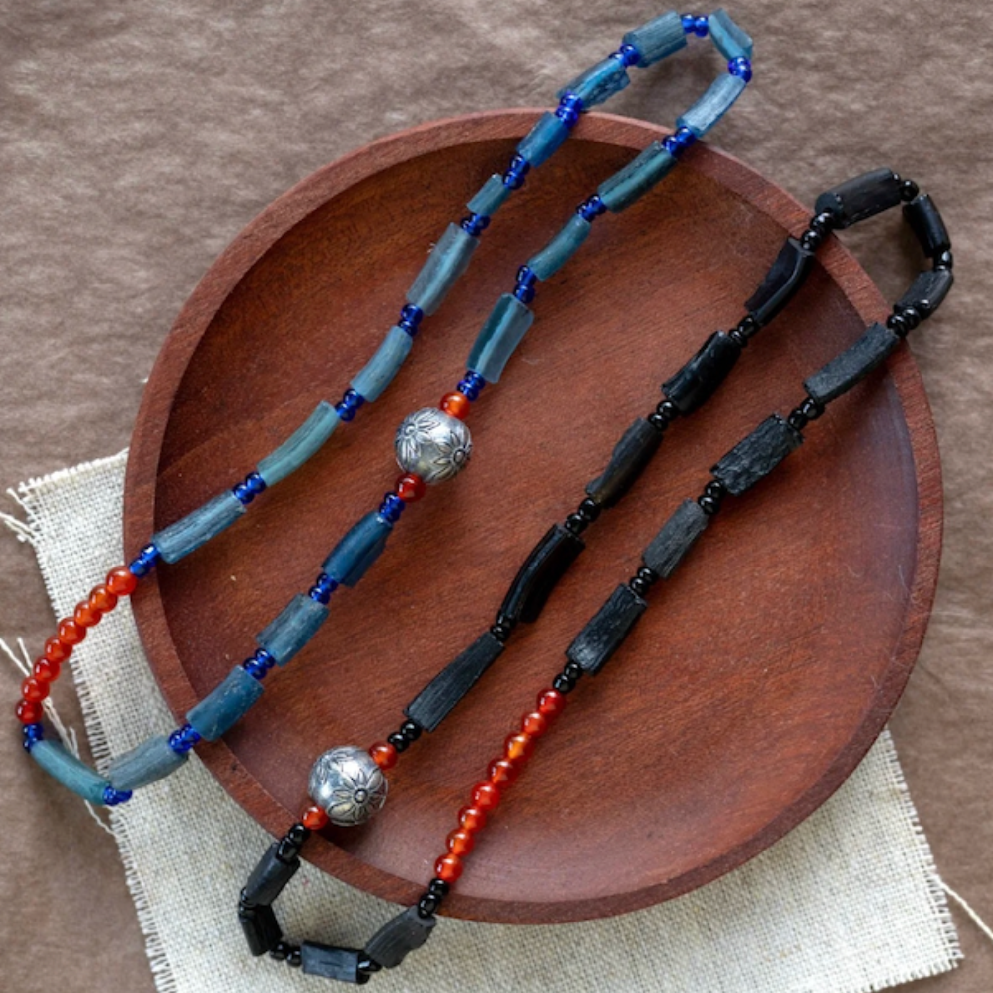 Ancient Roman Glass Double-Wrap Bracelet with Agate & S925 Silver – The Chronos