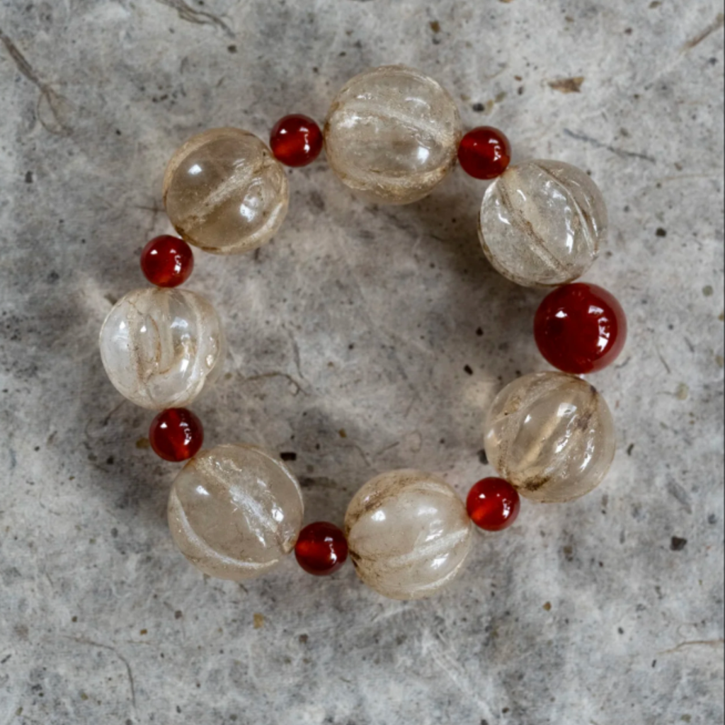 Hand-Carved Antique White Agate Melon Bracelet – The Stillness Stone