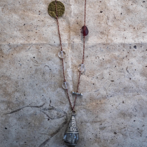 Brass-Inlaid Blue Glass Pendant Necklace – The Time-Capsule