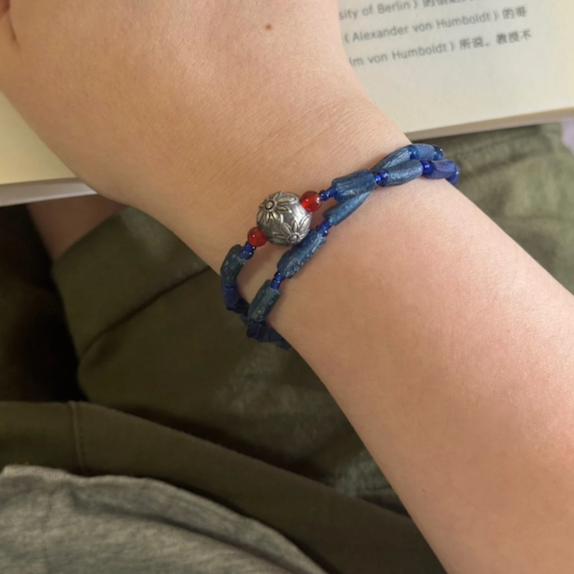 Ancient Roman Glass Double-Wrap Bracelet with Agate & S925 Silver – The Chronos