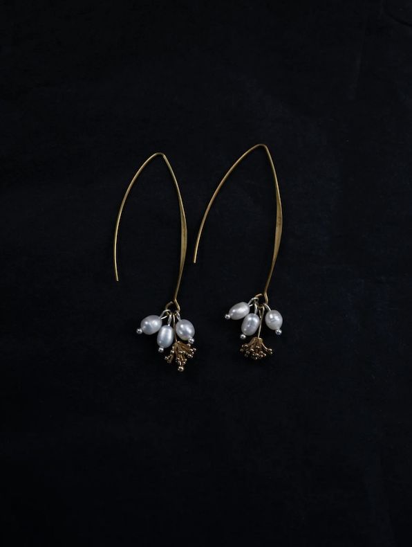 The "Witness" | Raw Brass & Pearl Earrings