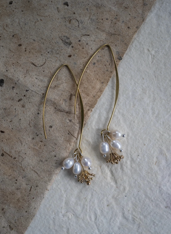 The "Witness" | Raw Brass & Pearl Earrings