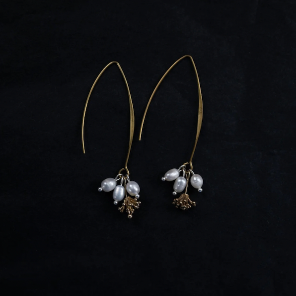 Raw Brass Freshwater Pearl Drop Earrings – The Witness