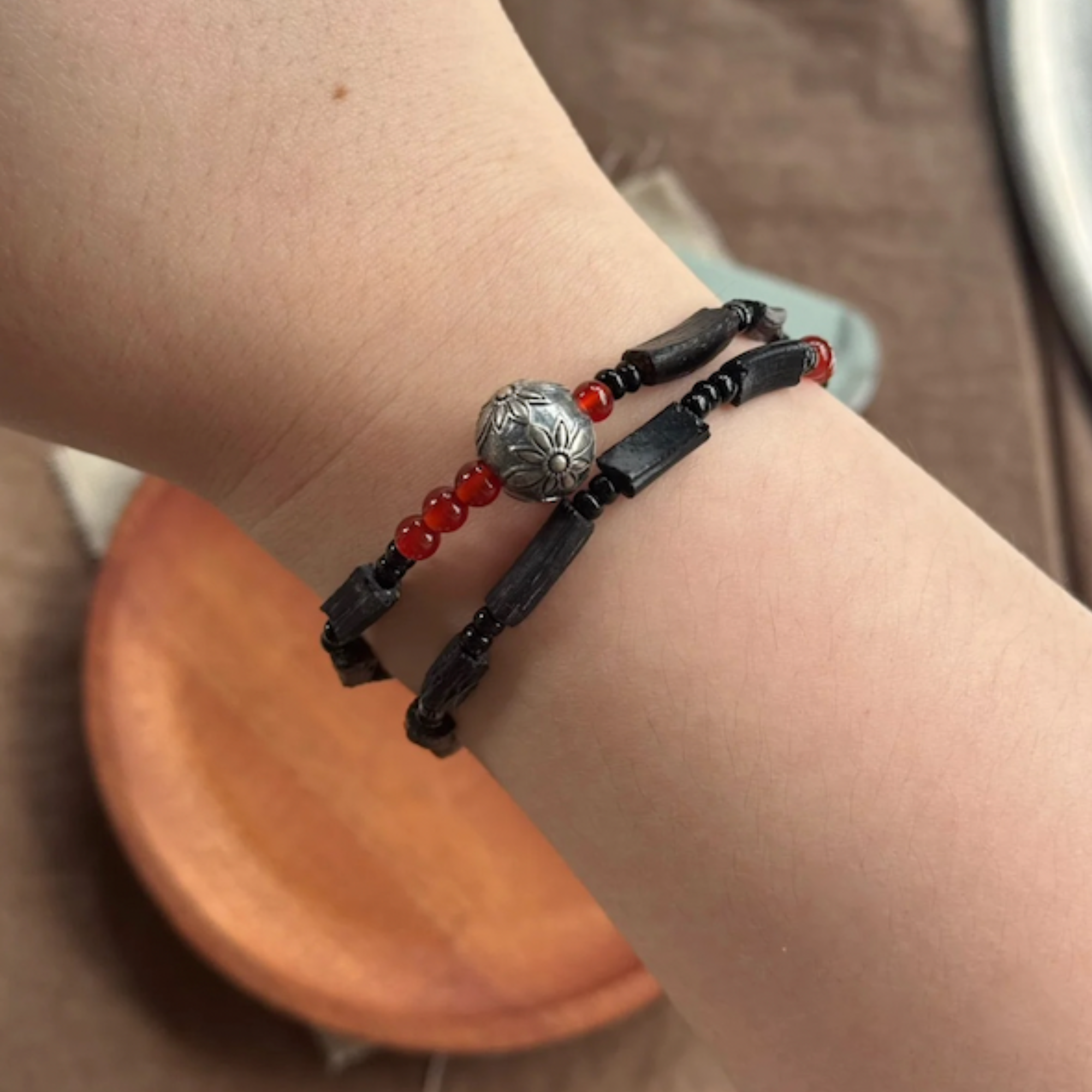 Ancient Roman Glass Double-Wrap Bracelet with Agate & S925 Silver – The Chronos