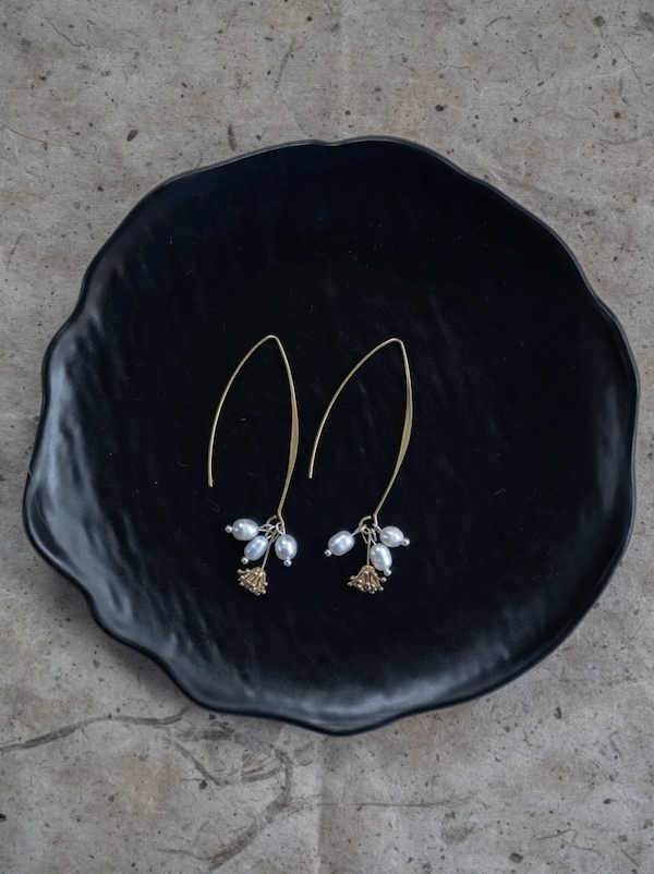 The "Witness" | Raw Brass & Pearl Earrings