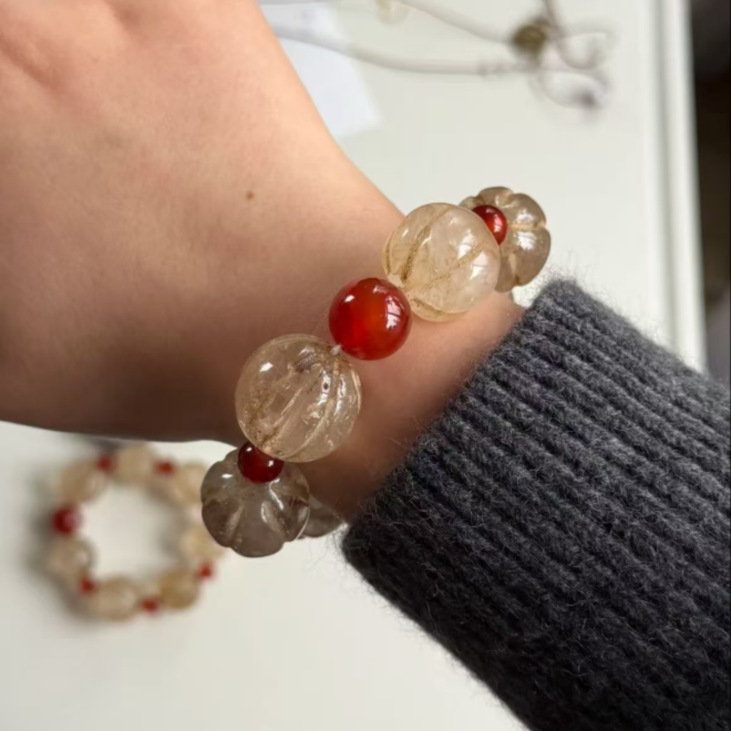 Hand-Carved Antique White Agate Melon Bracelet – The Stillness Stone