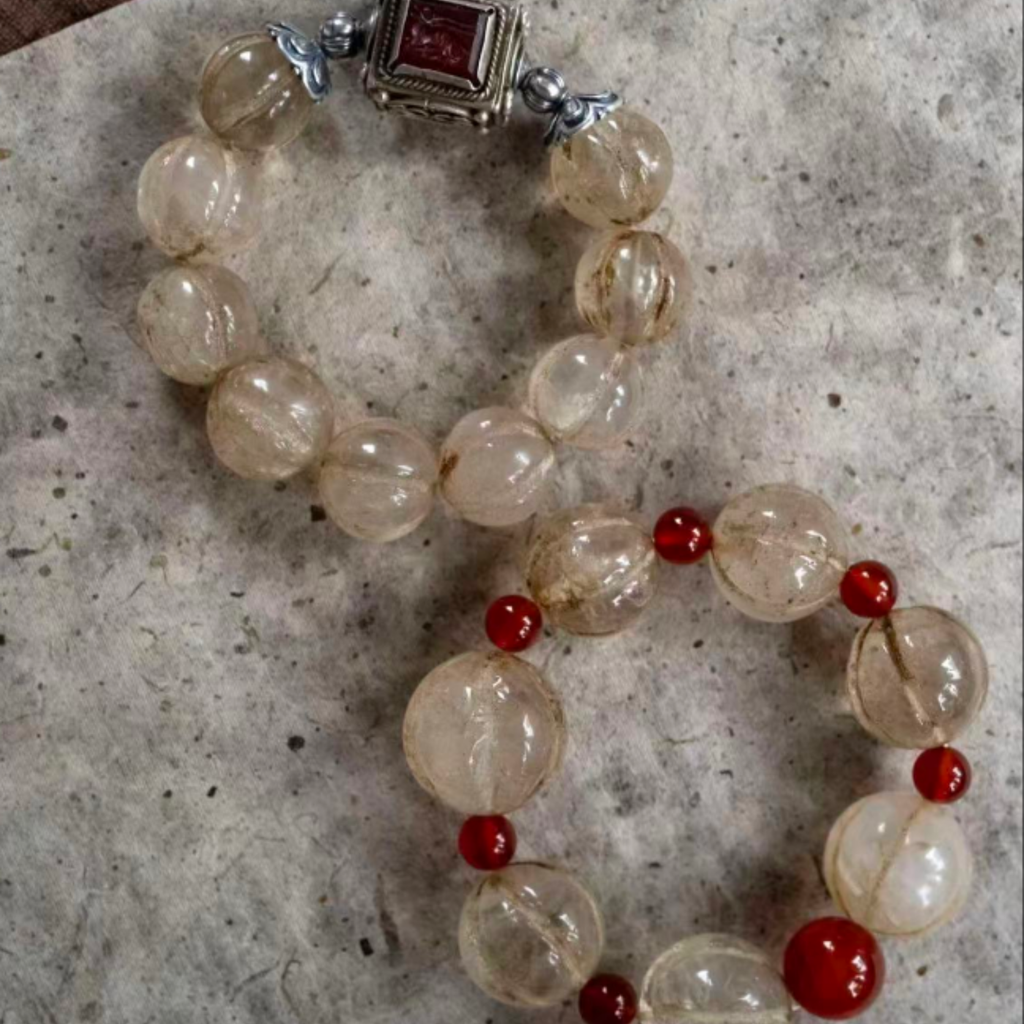 Hand-Carved Antique White Agate Melon Bracelet – The Stillness Stone